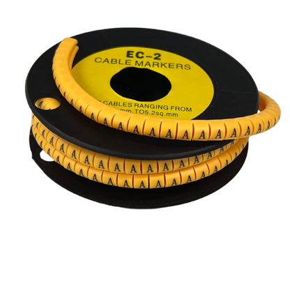 Grippes Cable Marker A - Yellow spool of flexible tubing printed with A letters for cable identification and organization