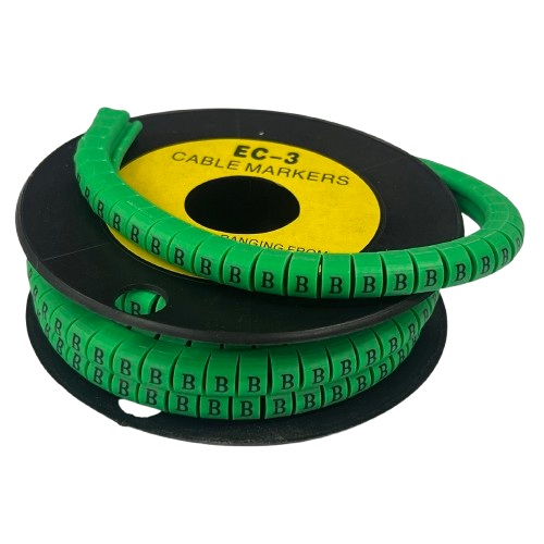 Green spool of lettered cable labels for wire identification Cable Marker - B Green on black reel from China