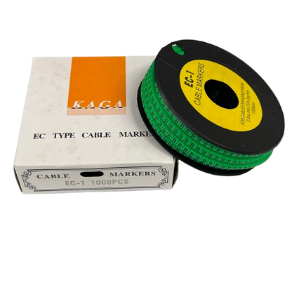 Grippes Cable Marker - B Green spool of numbered cable labels with white product box