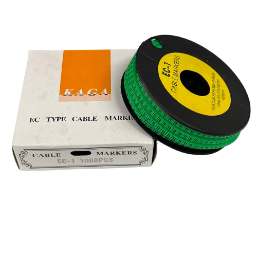 Grippes Cable Marker - B Green spool of numbered cable labels with white product box