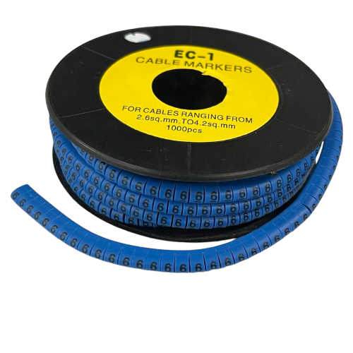 Spool of numbered cable identification sleeves Cable Marker Blue 6 for wire labeling and organized cable management