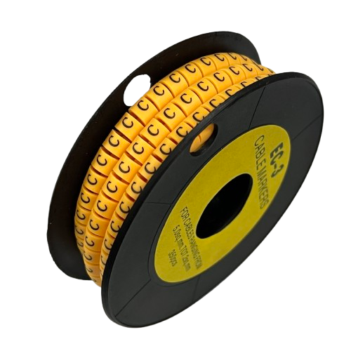 Grippes Cable Marker C - Yellow spool of letter C cable markers for cable management labeling