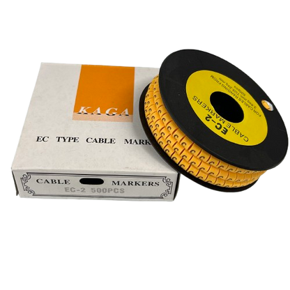 Grippes spool of yellow EC type cable markers with box Cable Marker C - Yellow reel for wire labeling