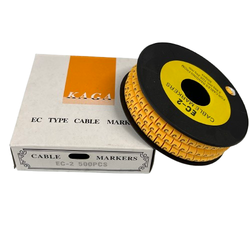 Grippes spool of yellow EC type cable markers with box Cable Marker C - Yellow reel for wire labeling
