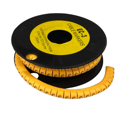 Grippes Cable Marker C - Yellow spool of split cable markers for organizing and labeling electrical wires