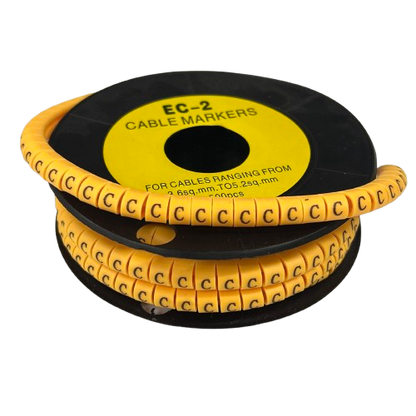 Grippes Cable Marker C - Yellow spool of segmented plastic C markers for cable identification