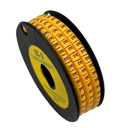 Grippes Cable Marker E - Yellow spool with adhesive E letter markers for cable management and labeling