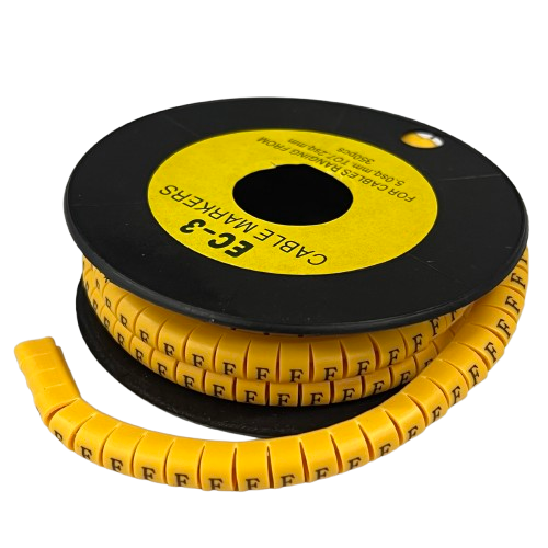 Grippes Cable Marker F- Yellow spool of flexible lettered markers for cable management and identification