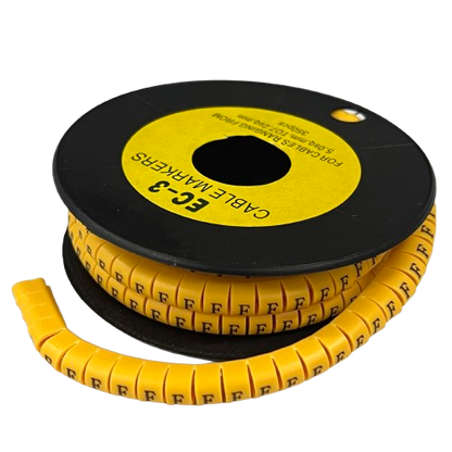 Grippes Cable Marker F- Yellow spool of flexible lettered markers for cable management and identification