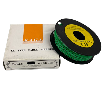 Reel of green numeric cable markers on spool with box for cable management Cable Marker Green 0