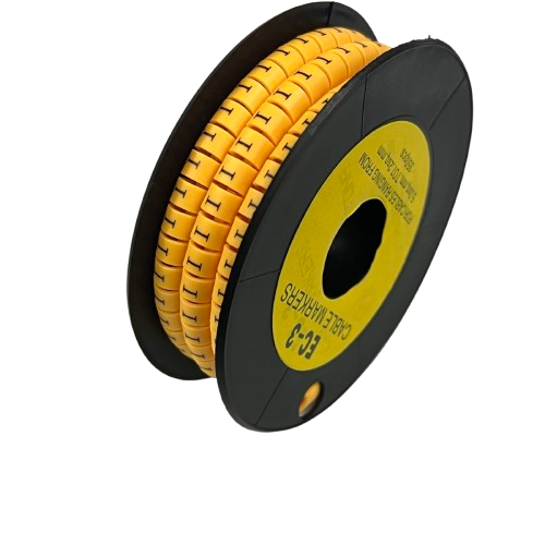 Grippes Cable Marker - I Yellow spool of snap on wire markers for cable identification