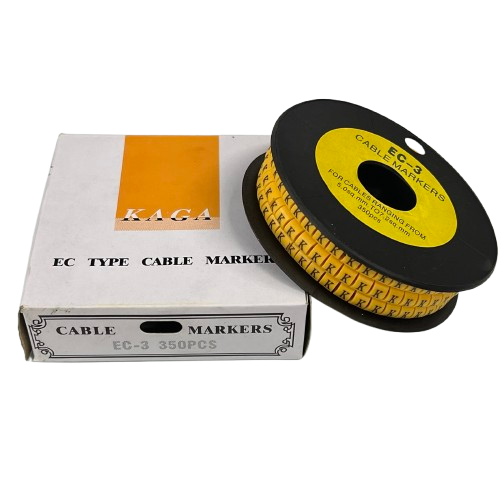 Grippes Cable Marker K - Yellow spool with adhesive letter K markers for cable identification and wiring organization