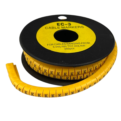 Grippes Cable Management spool of yellow lettered ID tags Cable Marker K - Yellow for wiring organization