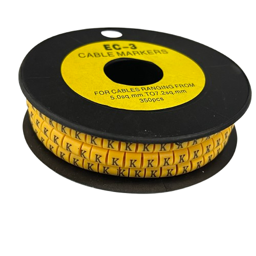 Grippes Cable Marker K - Yellow on spool for labeling wires and cables 350pcs for organized cable management