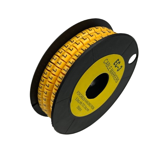 Grippes Cable Marker L - Yellow spool of yellow letter L cable markers for cable identification and wire organization
