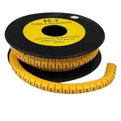 Grippes Cable Marker L - Yellow spool of segmented L markers wrapped for cable management organization