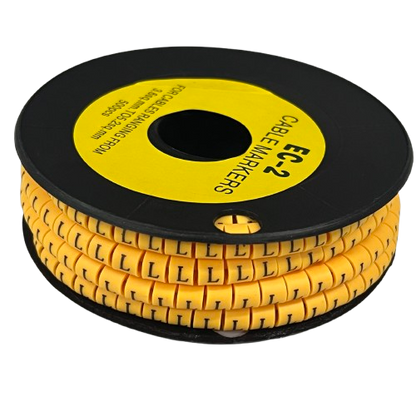 Grippes Cable Marker L - Yellow spool of flexible letter L cable markers for organized cable management