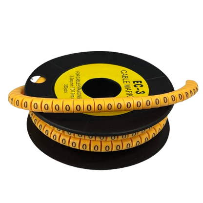 Grippes spool of Cable Marker O - Yellow flexible cable markers with repeated O labels for wire identification