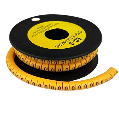 Grippes Cable Marker O - Yellow spooled flexible cable markers with repeated O labels for wire identification