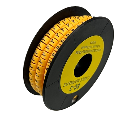 Grippes Cable Marker P - Yellow spool of letter P markers for cable management and wire identification