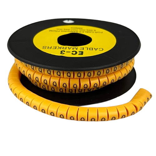 Grippes Cable Marker Q - Yellow plastic spool of segmented spiral markers for cable identification