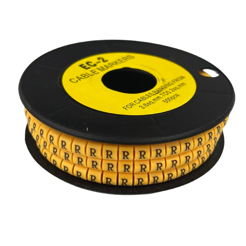 Grippes Cable Marker R - Yellow spool of adhesive cable markers for labeling wires