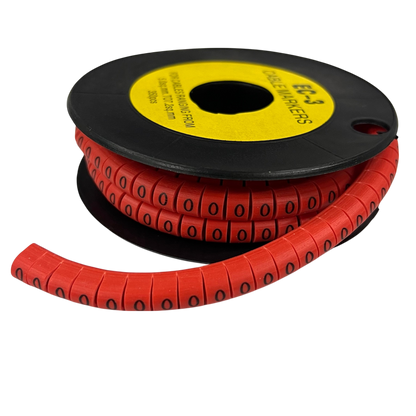 Grippes Cable Marker Red - 0 on a spool for organized cable management and identification