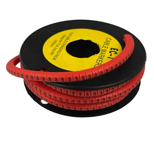 Grippes Cable Marker Red 3 spool of red numeric cable markers with repeating 3s for wire labeling