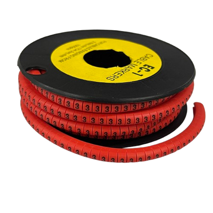 Grippes Cable Marker Red 3 spool of flexible red number 3 sleeve markers for cable identification