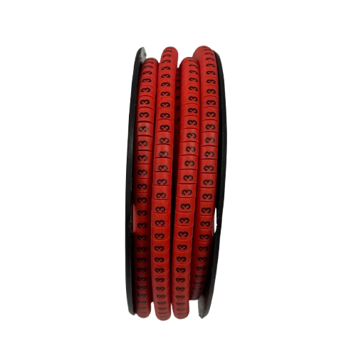 Grippes Cable Marker Red 3 spool of red numeric cable ID rings for cable management and labeling