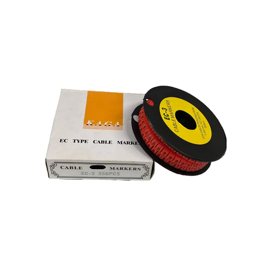 Grippes Cable Marker Red - 8 on a spool with a box for organized cable management and clear labeling