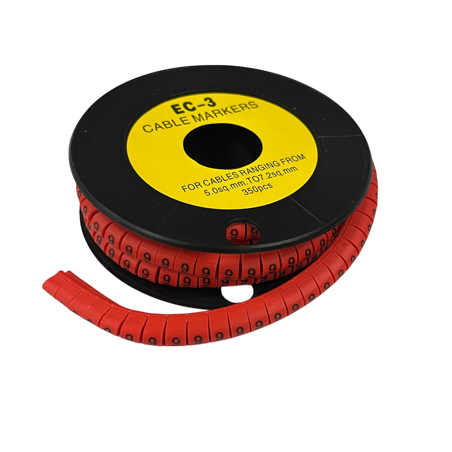 Grippes Cable Marker Red - 9 on a spool, ideal for organizing cables from 5 to 7 mm in diameter