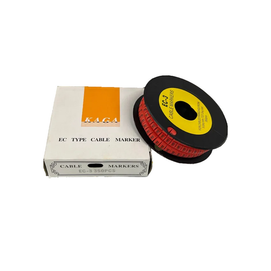 Grippes Cable Marker Red - E in a convenient roll with a packaging box for organized cable management