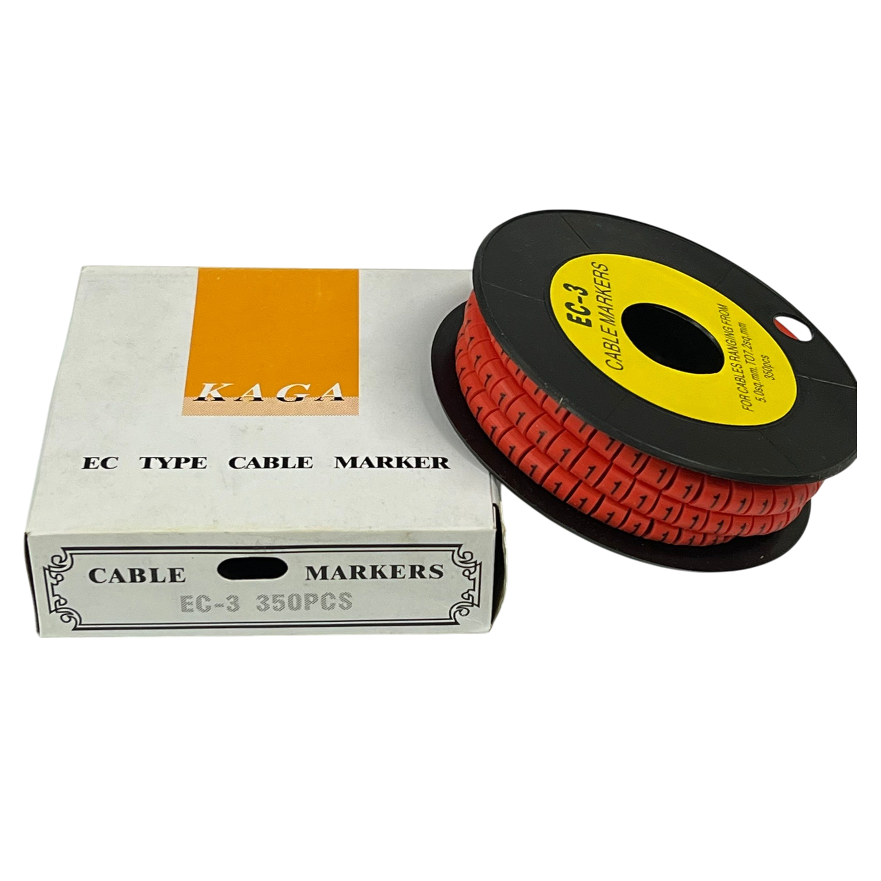 Grippes Cable Marker Red - 1 - 350pcs in a roll with packaging for cable organization