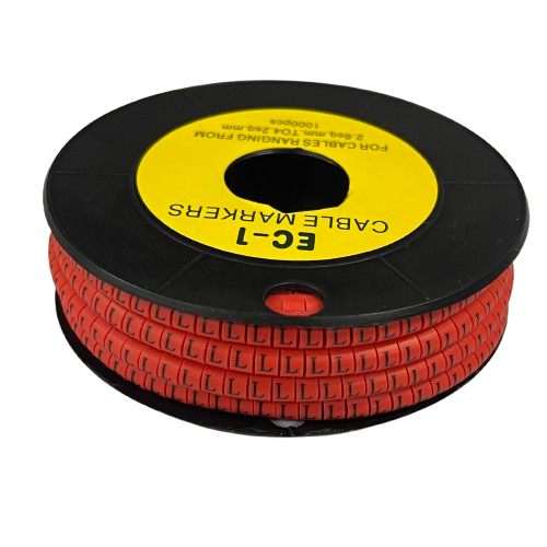 Grippes Cable Marker Red L - 1000pcs on a spool, ideal for organizing and labeling cables