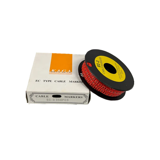 Grippes Cable Marker Red - R on a spool with packaging for organized cable management