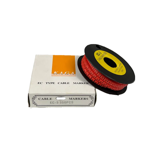 Grippes Cable Marker Red - V on a spool with packaging for organized cable management