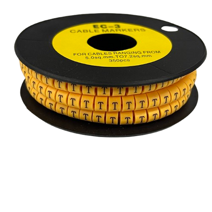 Grippes Cable Marker T - Yellow spool with repeated T identifier beads for cable management labeling
