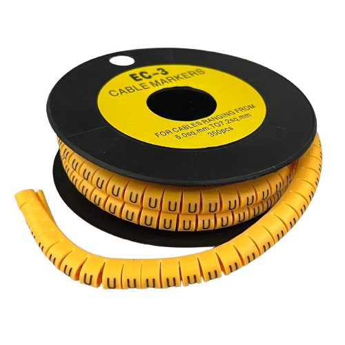 Grippes Cable Marker U - Yellow spool of flexible U shaped cable markers for organizing and identifying wires