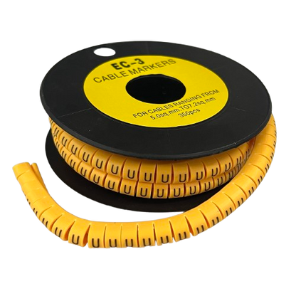 Grippes Cable Marker U - Yellow spool of flexible U shaped cable markers for organizing and identifying wires