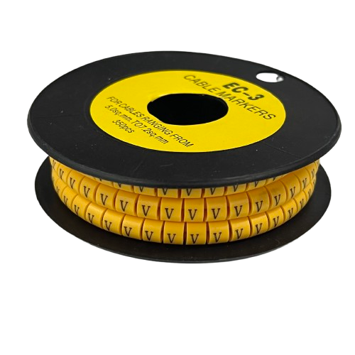 Grippes Cable Marker V - Yellow spool of adhesive V cable labels for wire identification and organization