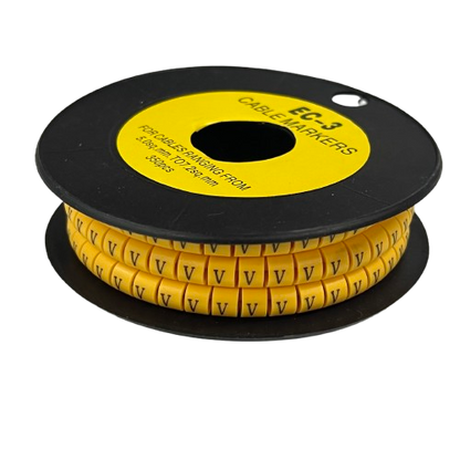 Grippes Cable Marker V - Yellow spool of adhesive V cable labels for wire identification and organization