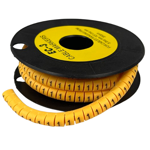 China cable management spool of Cable Marker Yellow 1 snap on numeric markers for organizing wires and cables