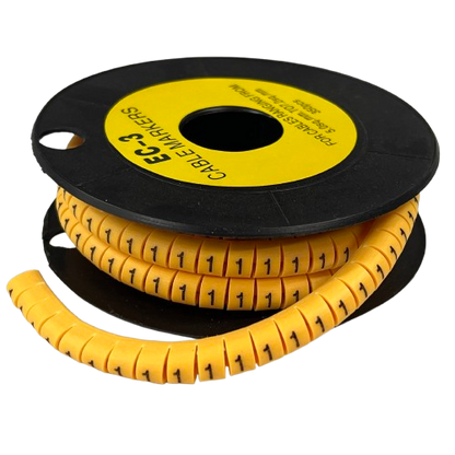 China cable management spool of Cable Marker Yellow 1 snap on numeric markers for organizing wires and cables