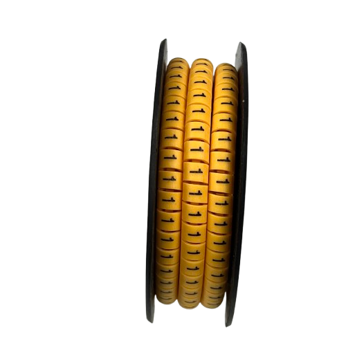 Spool of Cable Marker Yellow 1 round adhesive wire labels on reel for cable management made in China