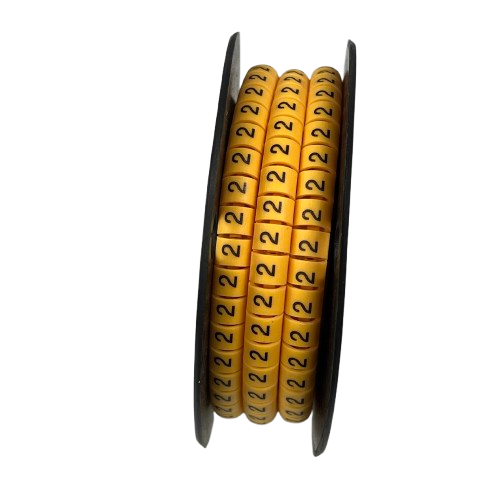 Cable Marker Yellow 2 spool of yellow numbered plastic rings for cable management and labeling