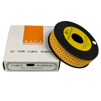 Cable Marker Yellow 6 spool of numbered adhesive cable markers on reel with 1000 pieces for wire labeling