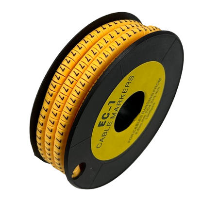 Cable Marker Yellow -7 spool of yellow letter L cable markers on black reel for wire labeling