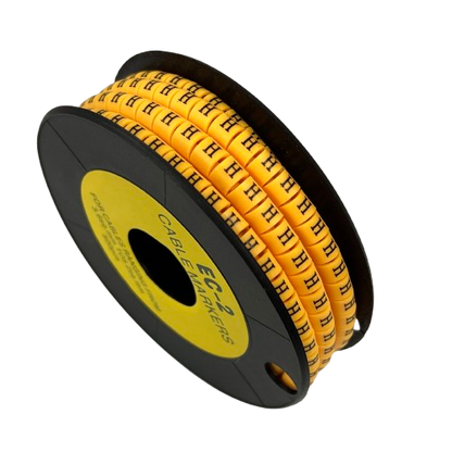 Grippes Cable Marker - Yellow 8 spool with yellow alphanumeric markers on black reel for cable identification