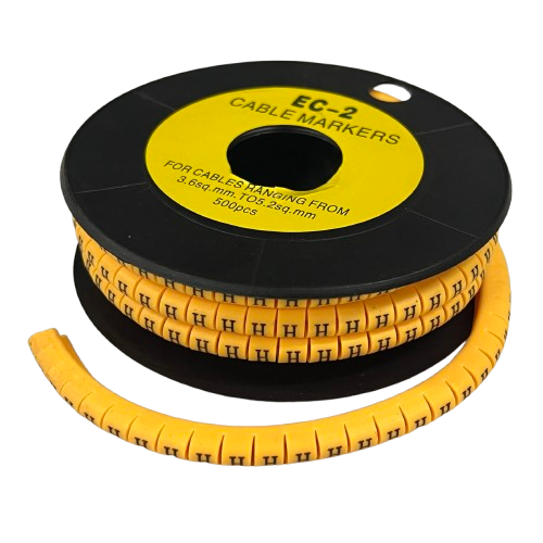 Grippes Cable Marker - Yellow 8 spool of yellow spiral cable markers with printed letters for cable organization